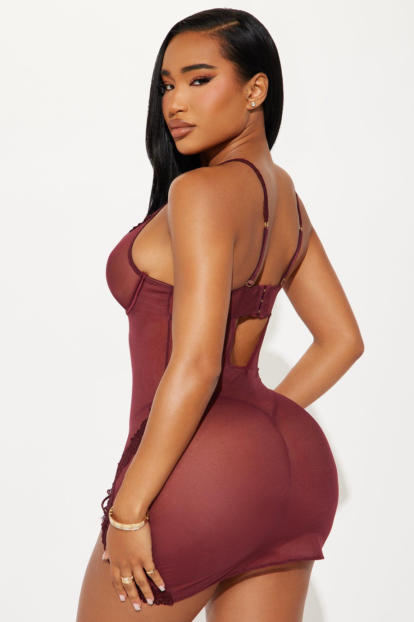 Midnight Spell Mesh Babydoll - Wine Product Image