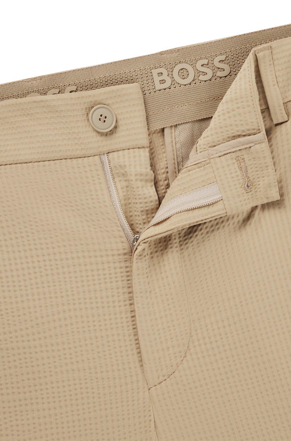 BOSS - Washable formal trousers in stretch seersucker fabric - Light Beige Product Image