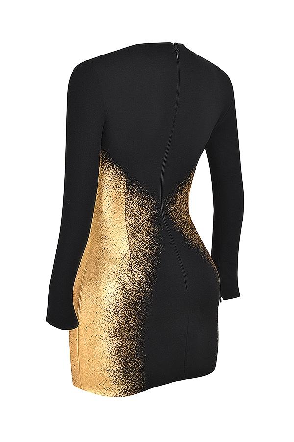 Domenica  black & gold foil print mini dress Product Image