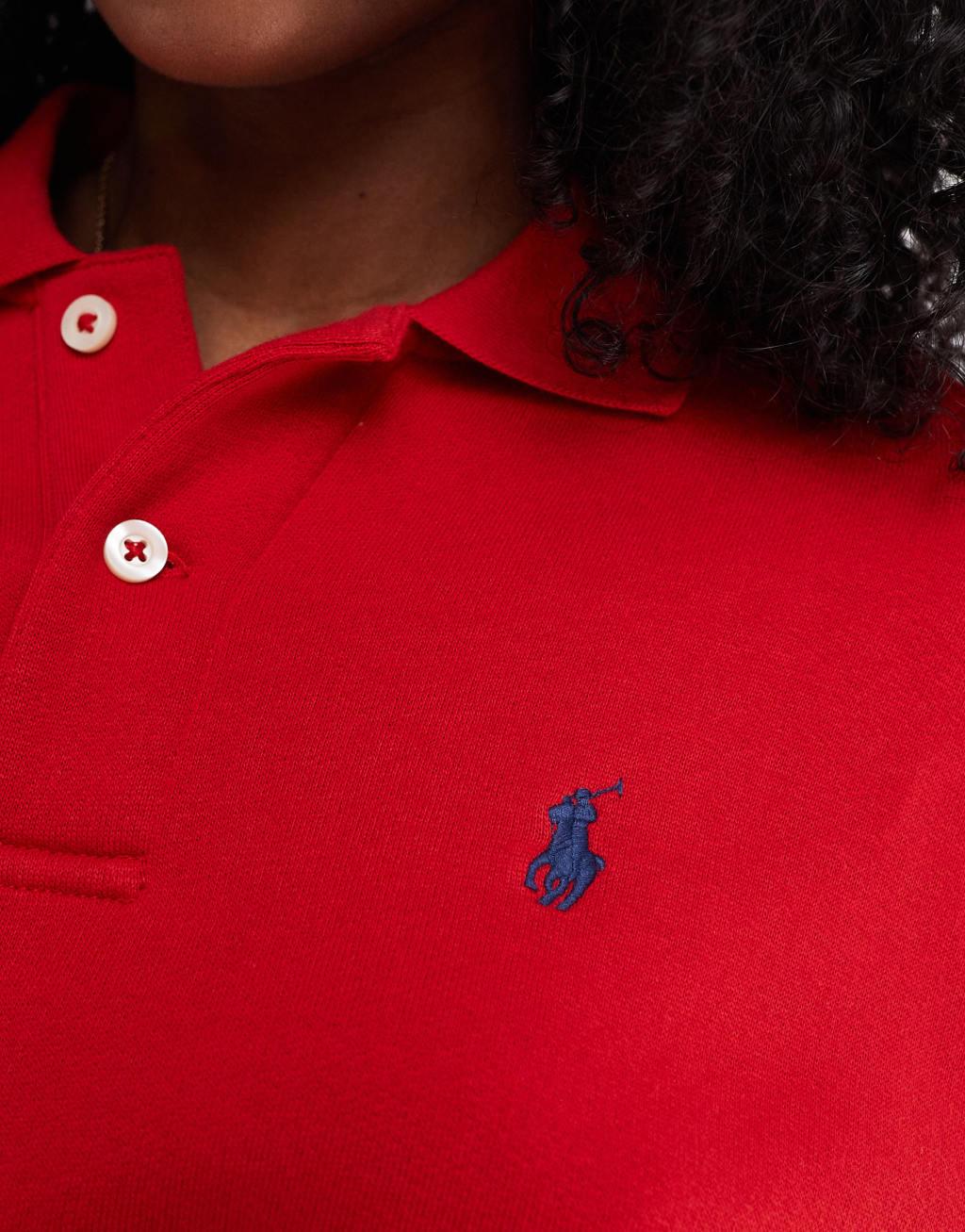 Polo Ralph Lauren collared sweatshirt with logo in red Product Image
