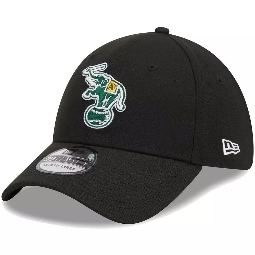 Men's New Era Black Oakland Athletics Logo 39THIRTY Flex Hat,  Product Image