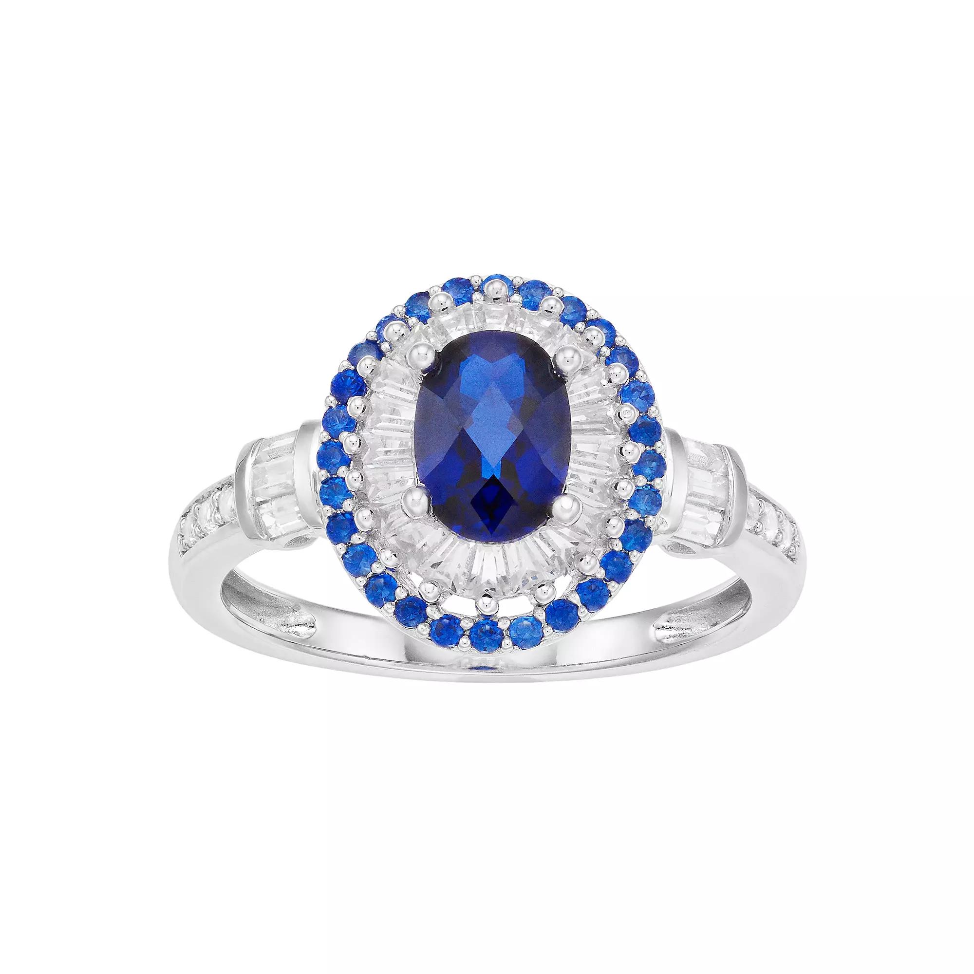 MASTERPIECE Sterling Silver Lab-Created Blue & White Sapphire Ring, Women's,  Product Image