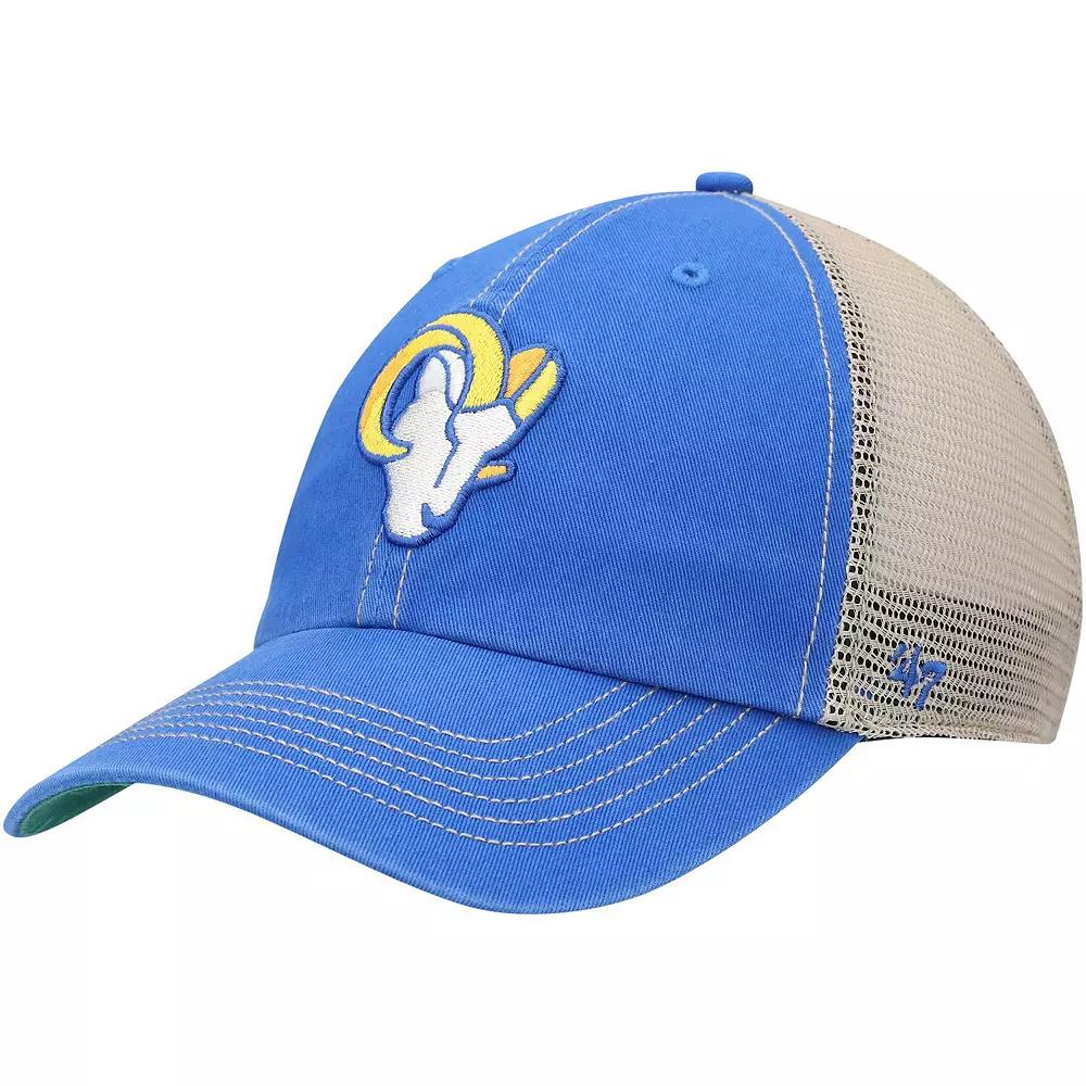 Men's '47 Royal/Natural Los Angeles Rams Head Trawler Trucker Clean Up Snapback Hat, Blue Product Image