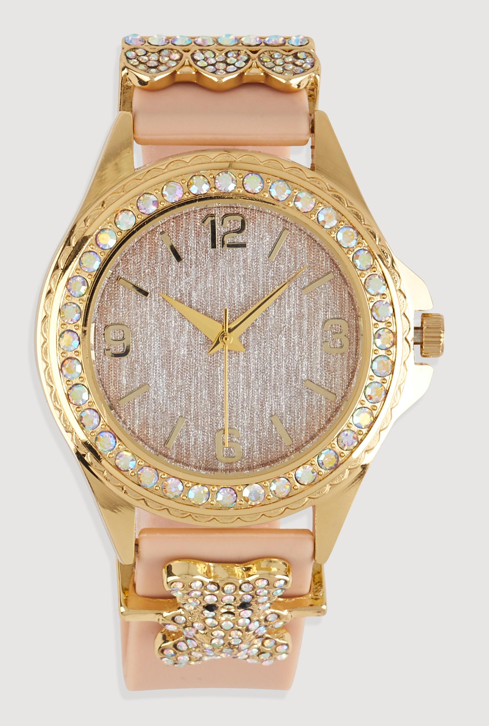 Heart Bear Rhinestone Detail Analog Watch Unisex Product Image