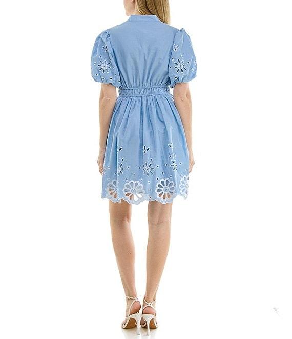 Moda Tara Short Sleeve V-Neck Eyelet Dress Product Image