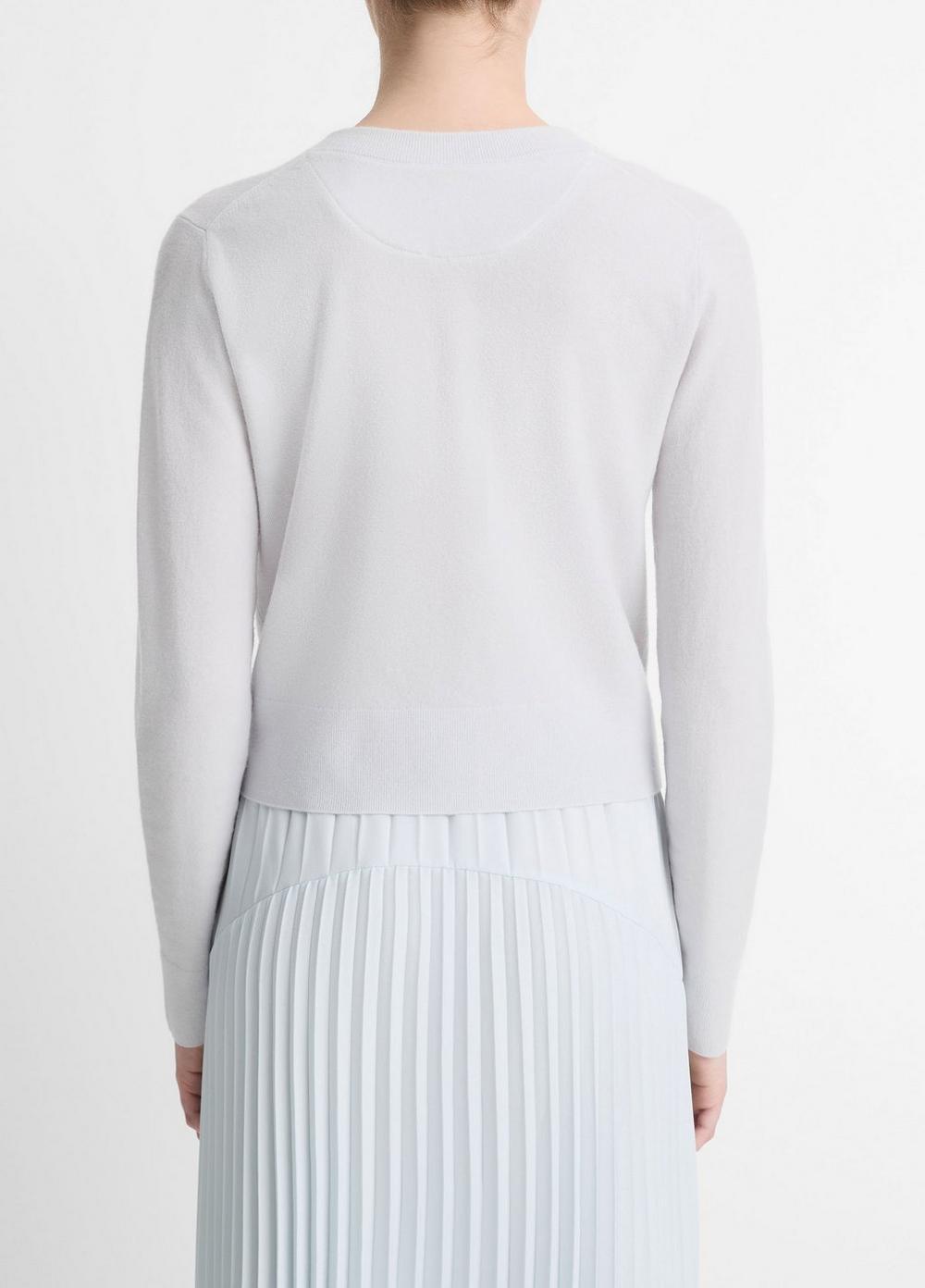 Wool & Cashmere-Blend Tipped Half-Moon Cardigan Product Image