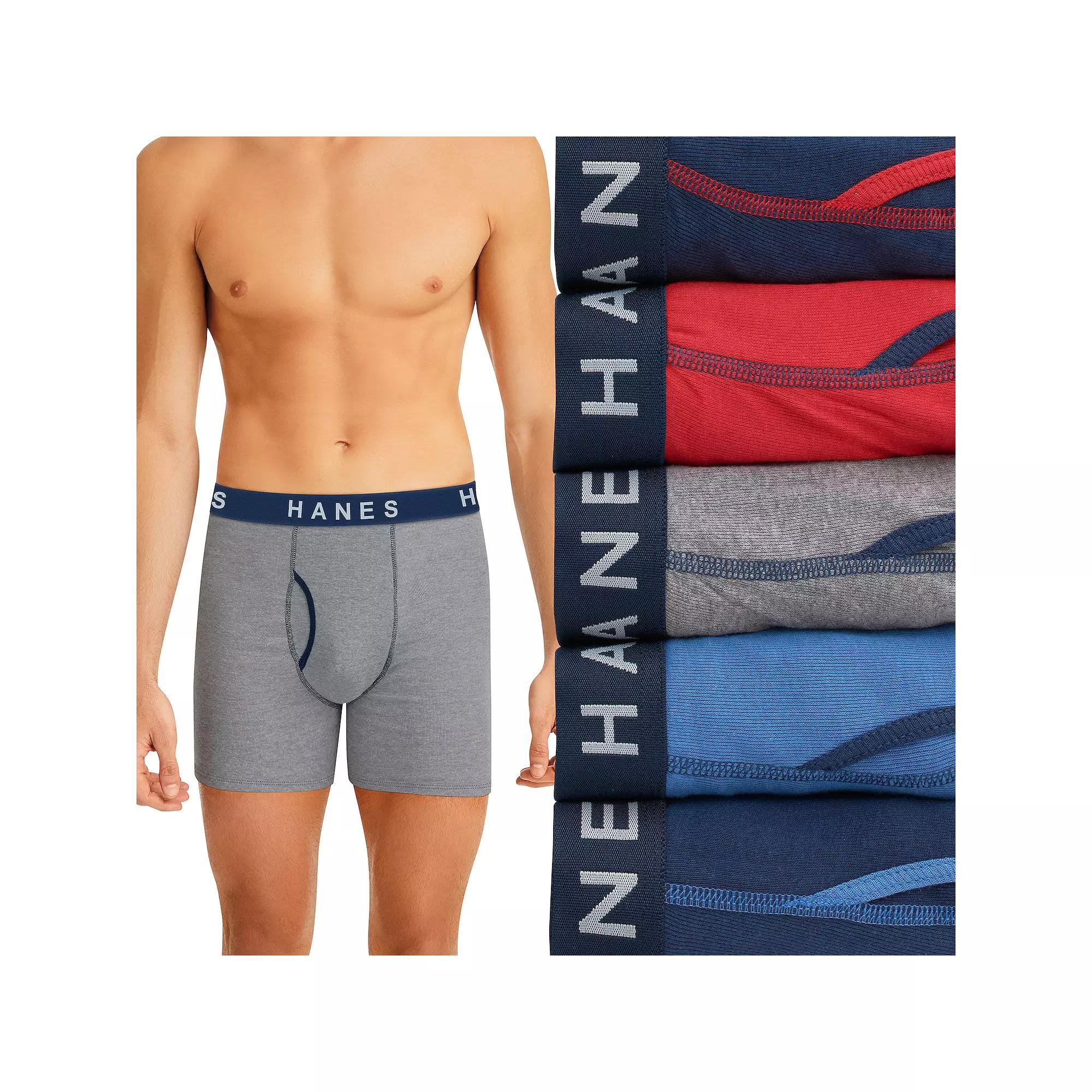 Mens Hanes 5-Pack Ultimate Cotton Boxer Brief Underwear Product Image