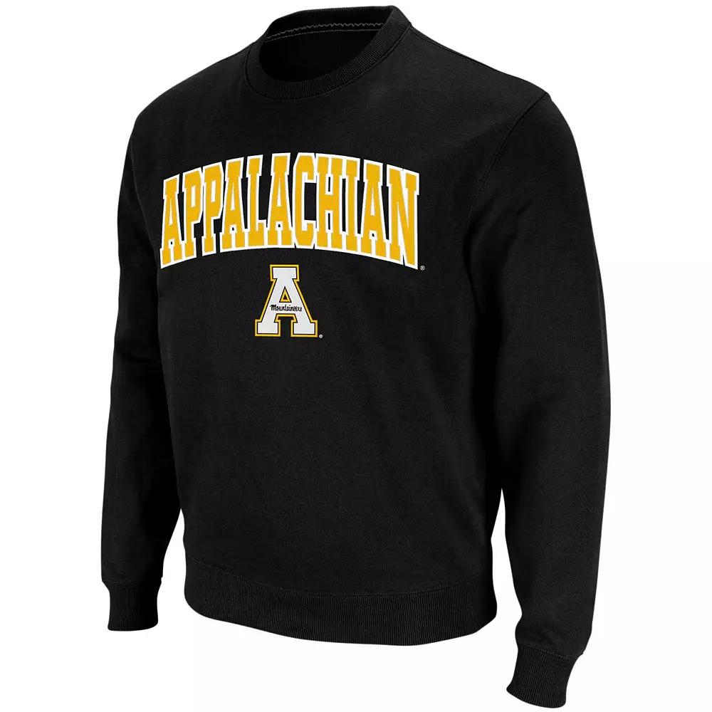 Men's Colosseum Black Appalachian State Mountaineers Arch & Logo Crew Neck Sweatshirt, Size: XL, App Black Product Image