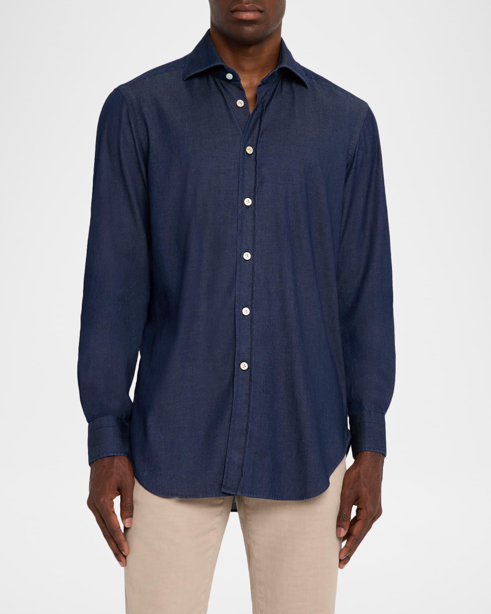 Men's Denim Wash Classic-Fit Sport Shirt Product Image