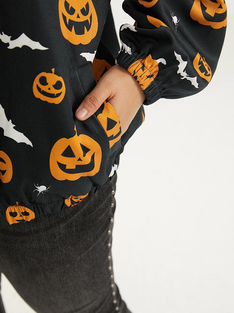 Halloween Graphic Zipper Fly Pocket Coat Female Product Image