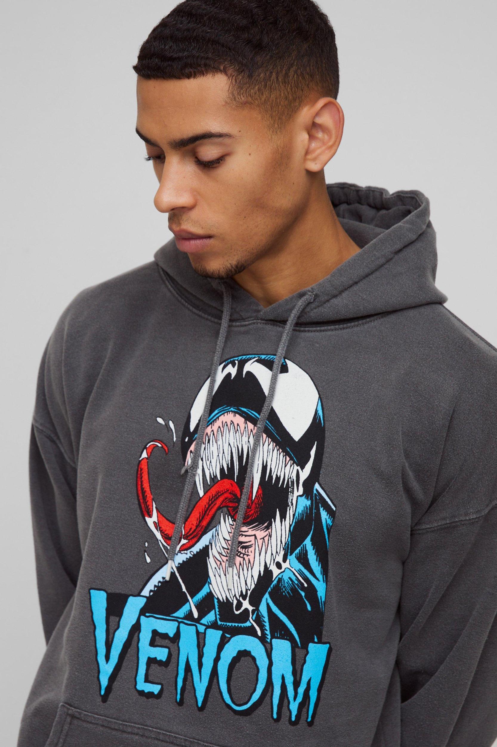 Oversized Marvel Venom Wash License Hoodie | boohooMAN USA Product Image