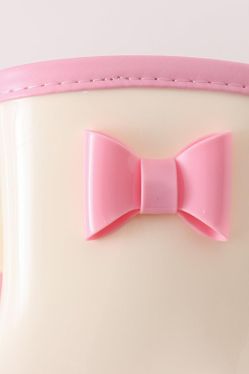 Pink & white bow rain boots Product Image