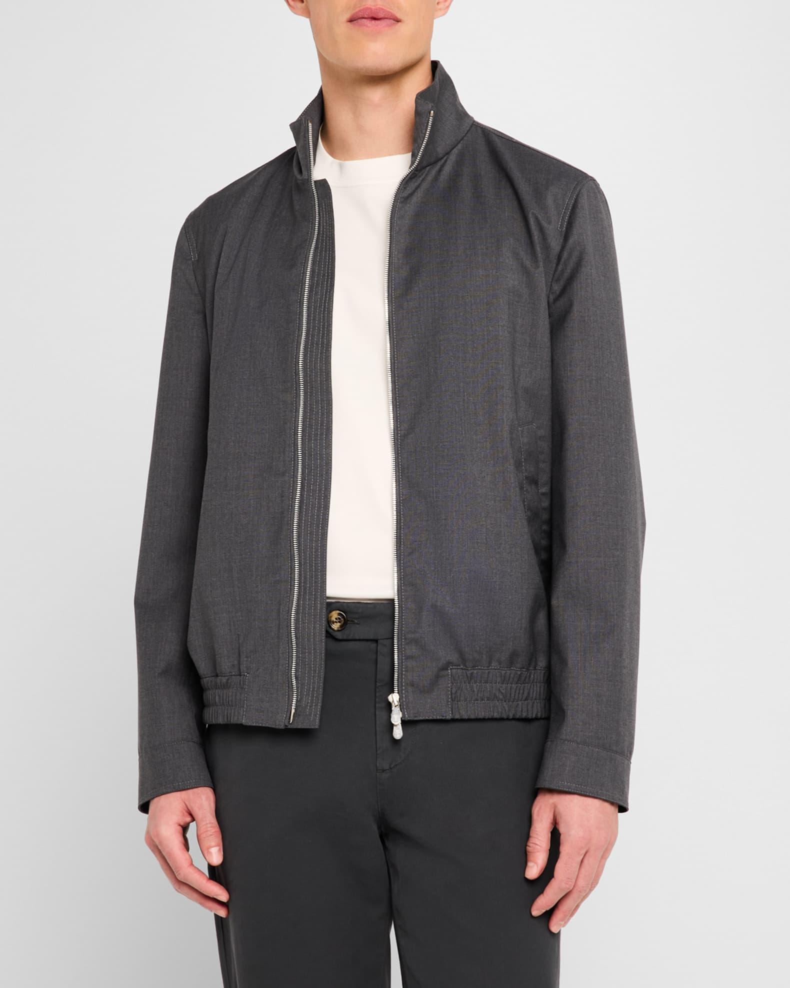 Men's Wool Full-Zip Blouson Jacket Product Image