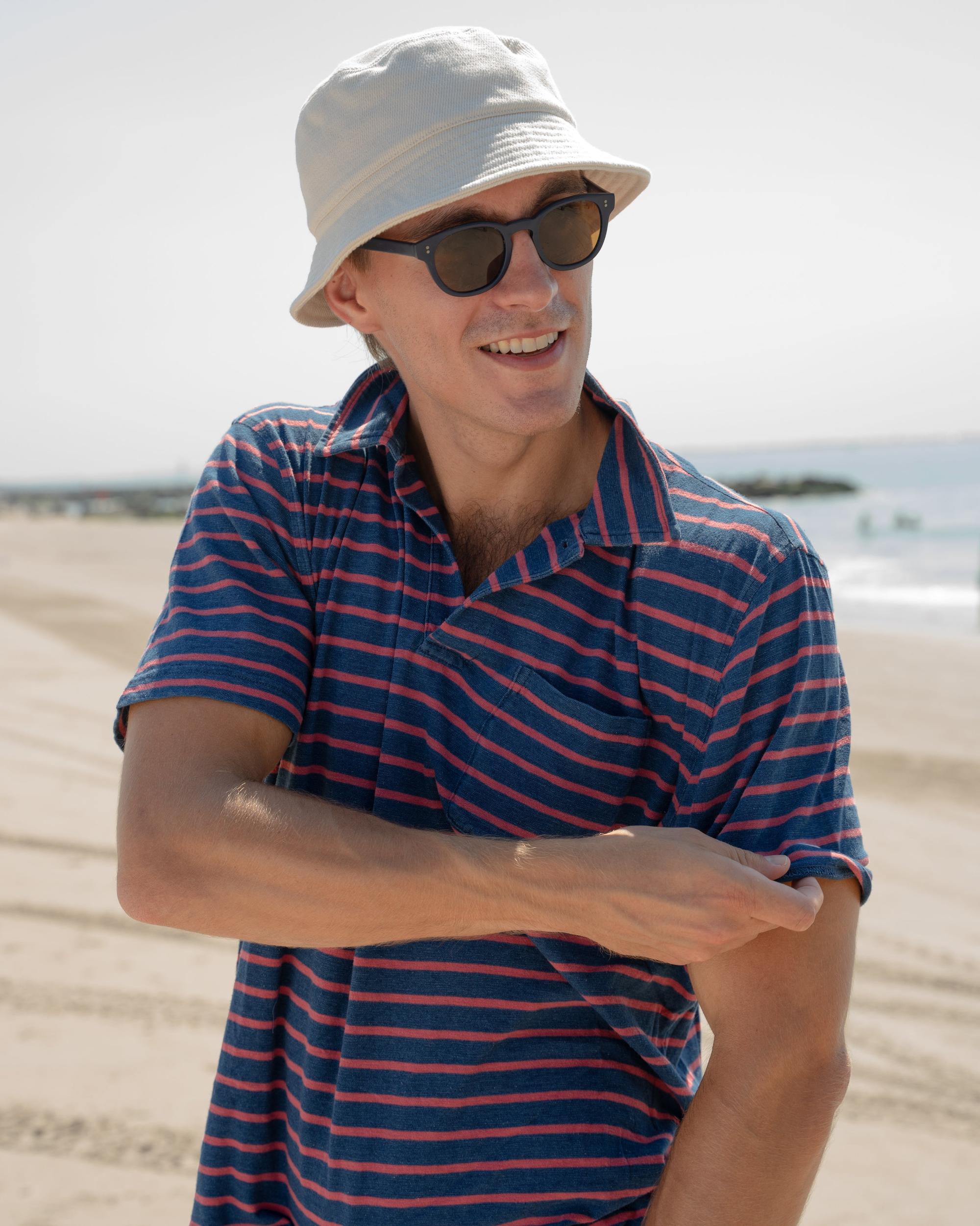 Indigo Polo in 3/4" Red/Navy Stripe Product Image