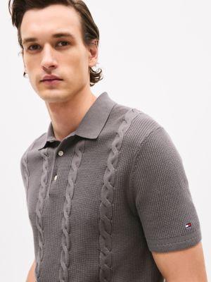 Cable Knit Polo Sweater Product Image