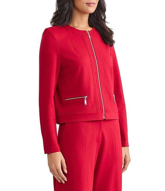 MISOOK Heritage Luxe Stretch Ponte Round Neck Long Sleeve Sport Jacket Product Image