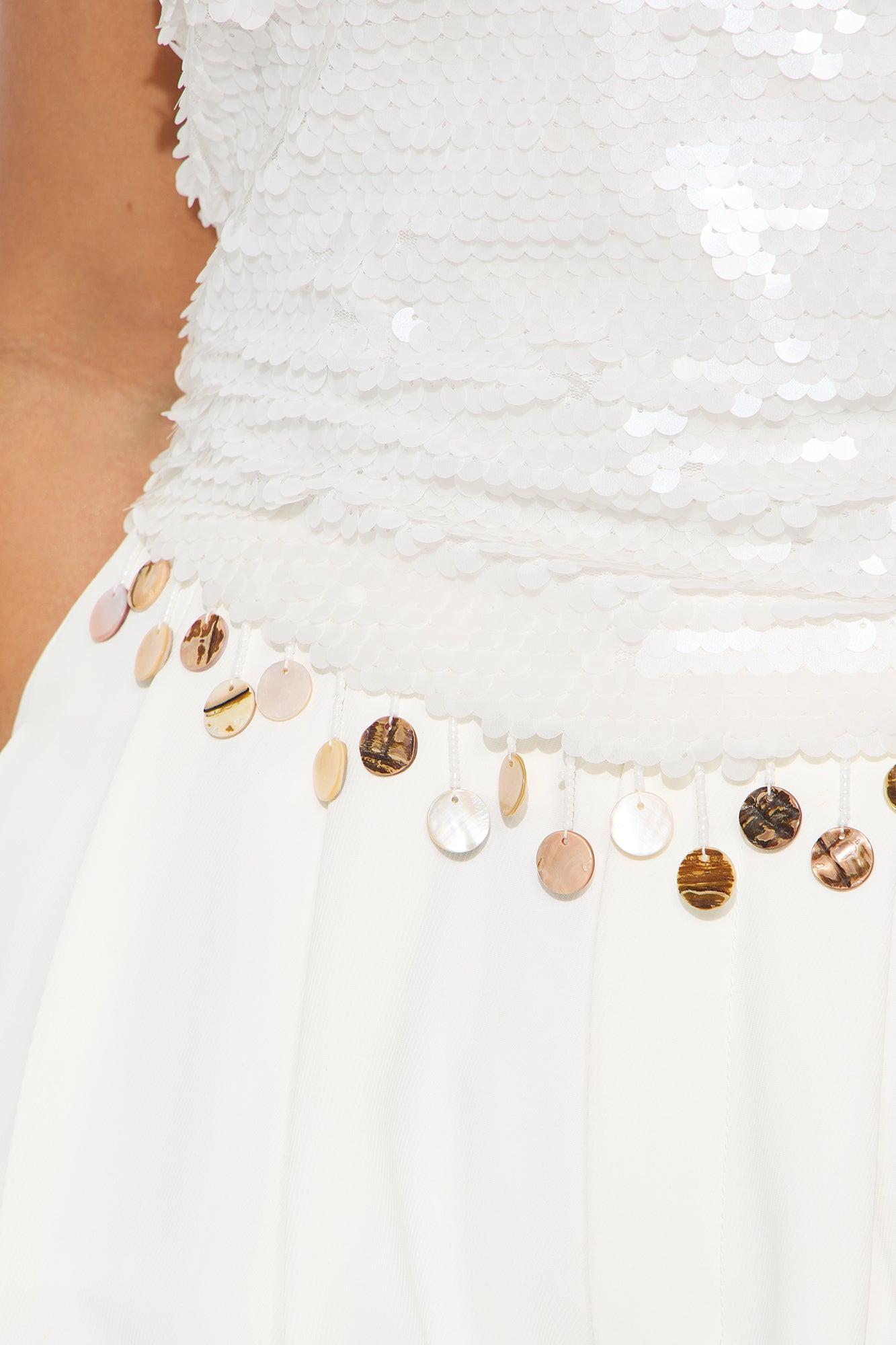 Never Settle Sequin Top - White Female Product Image