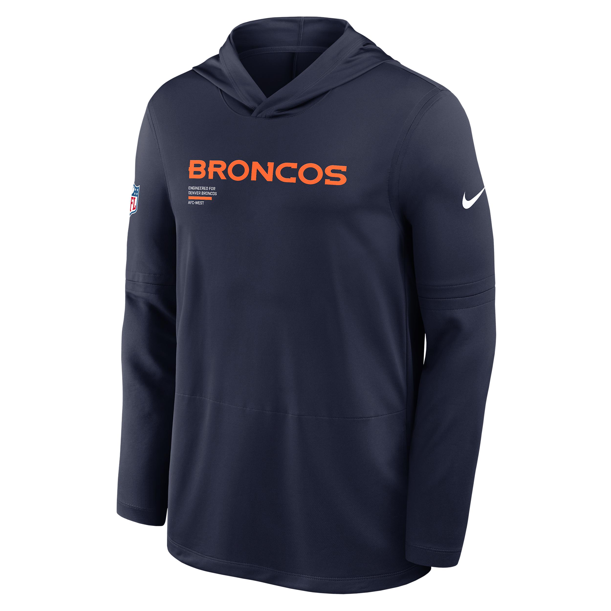 Denver Broncos Pure Fury Sideline Nike Mens Dri-FIT NFL Long-Sleeve Hooded Top | 03B941S8W-P8B Product Image