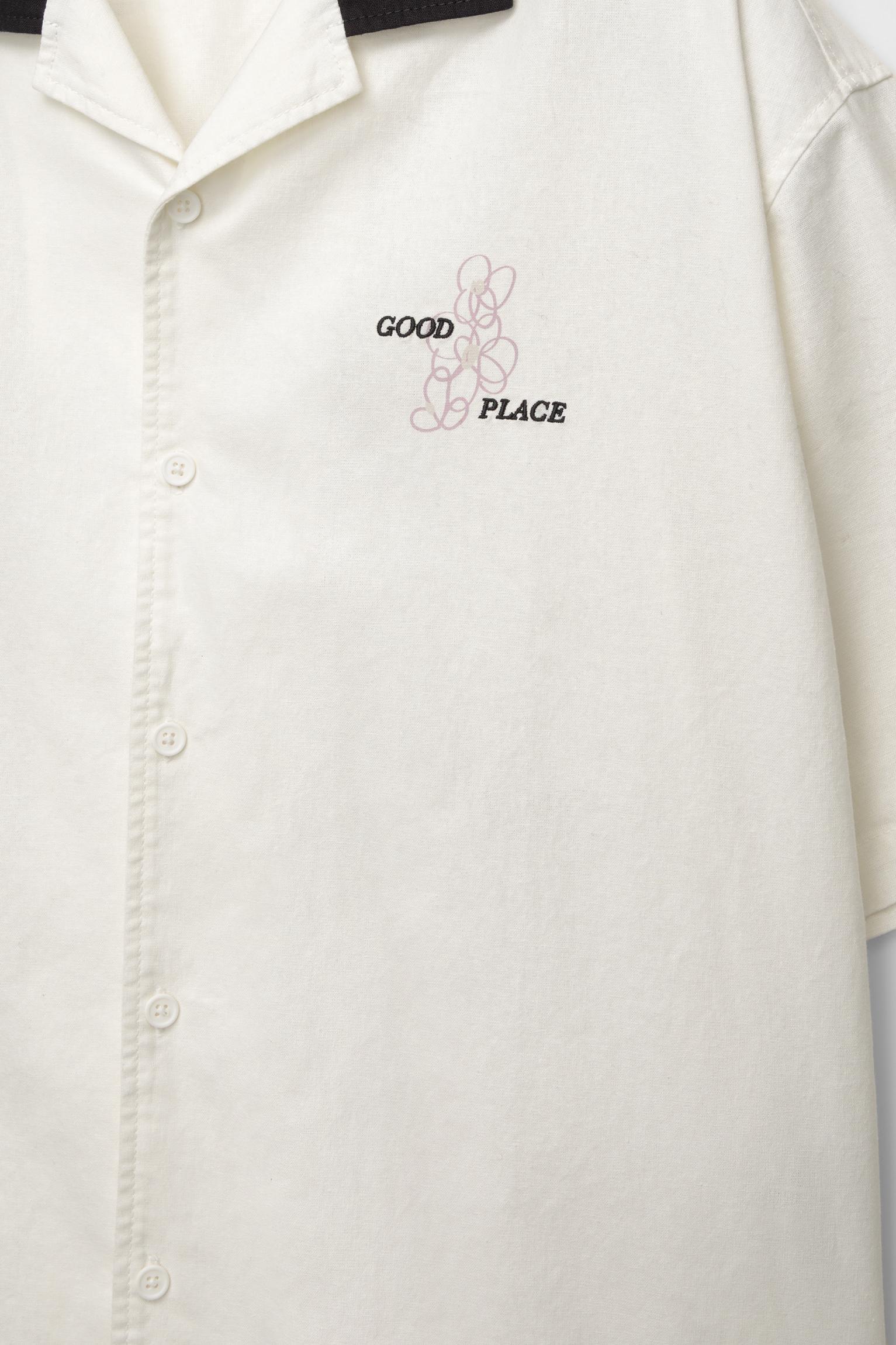 Linen blend shirt with floral graphic Product Image