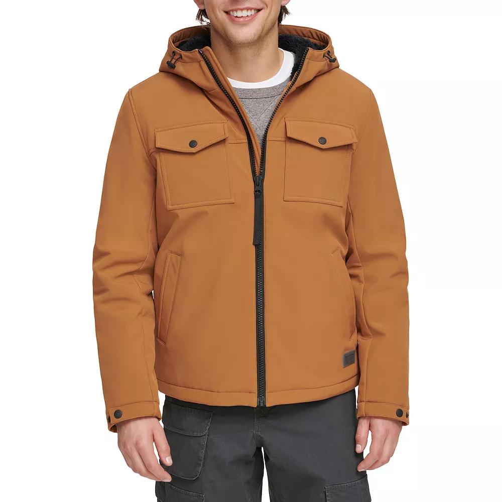 Men's Levi's® Softshell Sherpa-Lined Hooded Performance Jacket, Size: Large, Worker Brown Product Image