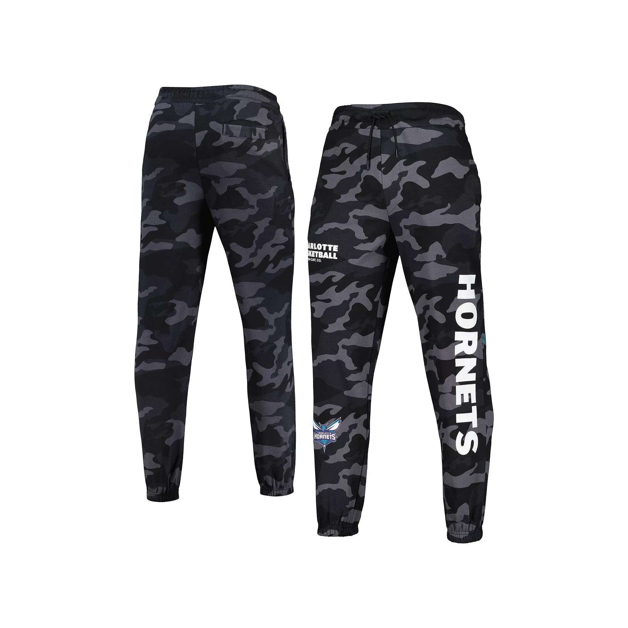 Men's New Era Black/Camo Charlotte Hornets Tonal Joggers,  Product Image
