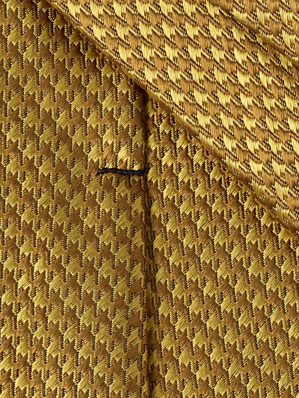 Houndstooth Woven Silk Tie - Gold Product Image