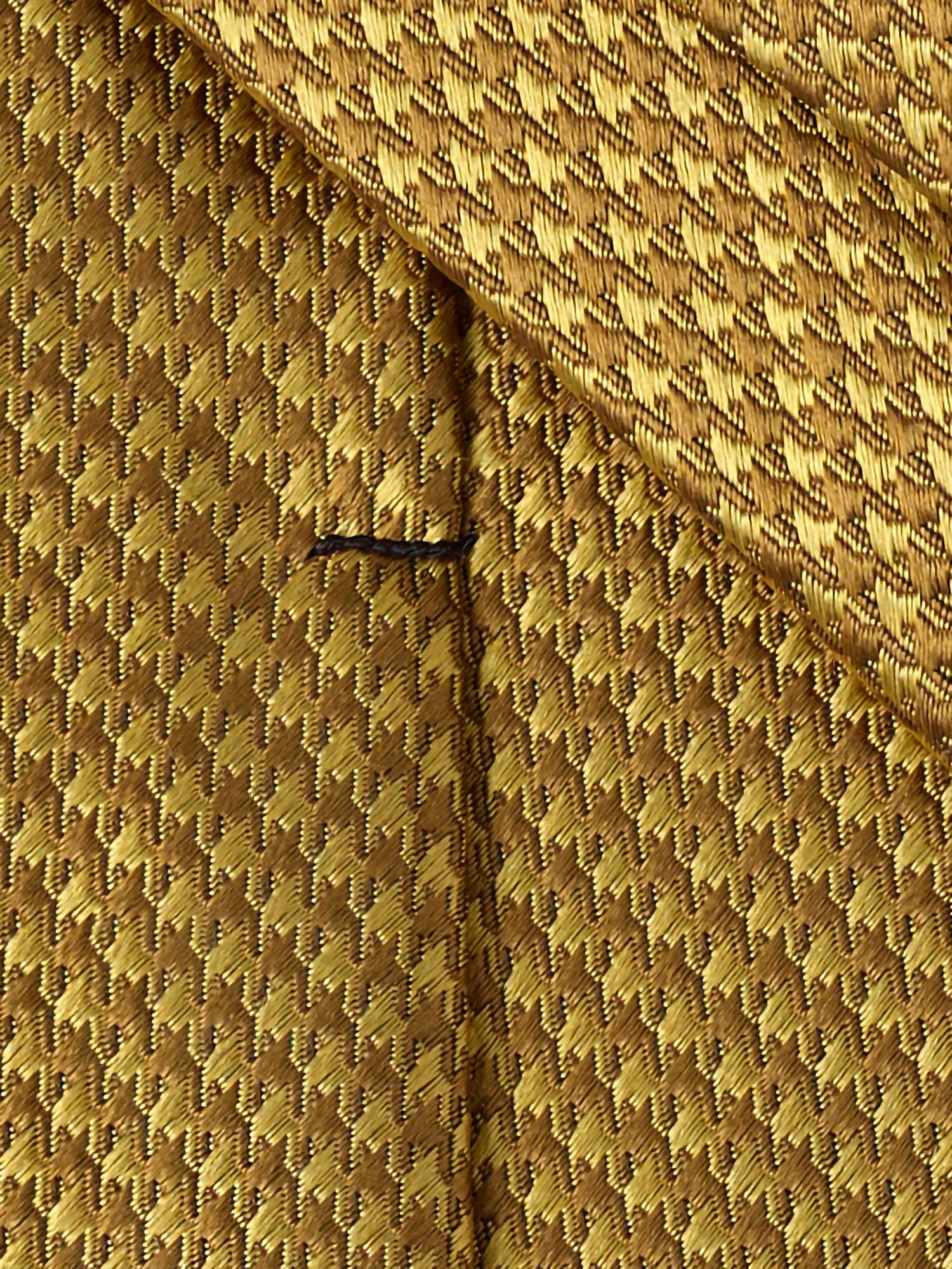 Houndstooth Woven Silk Tie - Gold Product Image