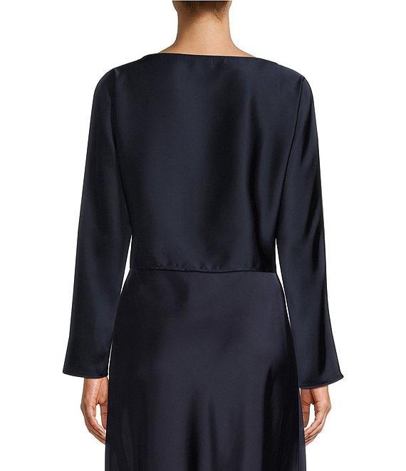 Antonio Melani Blyss Boat Neck Long Sleeve Coordinating Satin Blouse Product Image