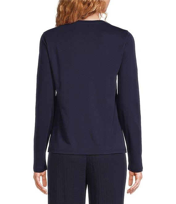 Eileen Fisher Organic Cotton Jersey Knit Round Neck Long Sleeve Top Product Image