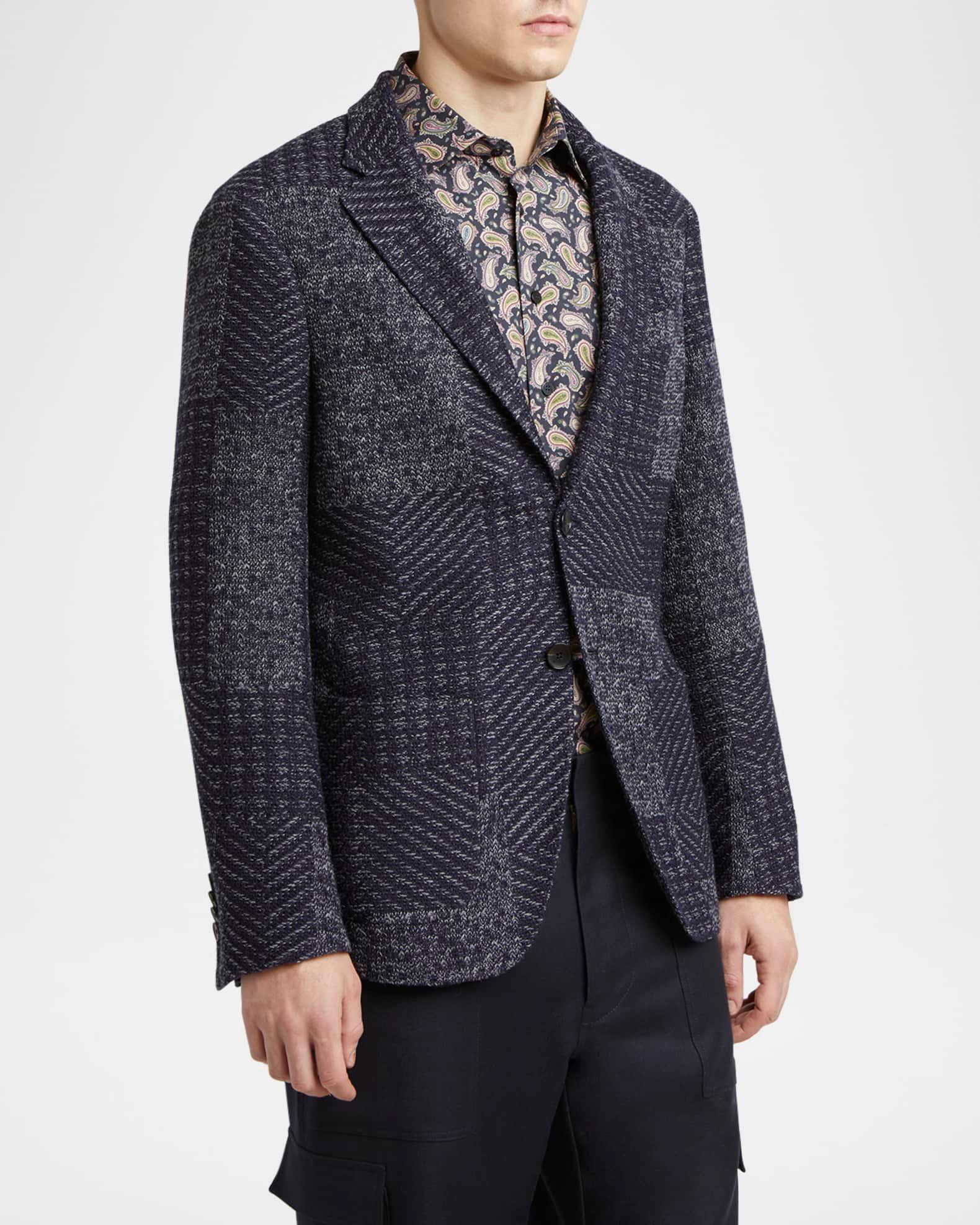 Men's Patchwork Knit Two-Button Sport Coat Product Image