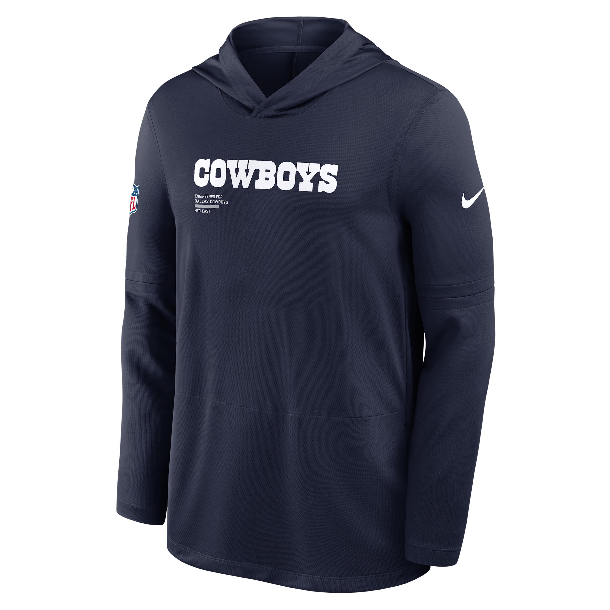 Dallas Cowboys Pure Fury Sideline Nike Mens Dri-FIT NFL Long-Sleeve Hooded Top | 03B941S7RD-P8B Product Image
