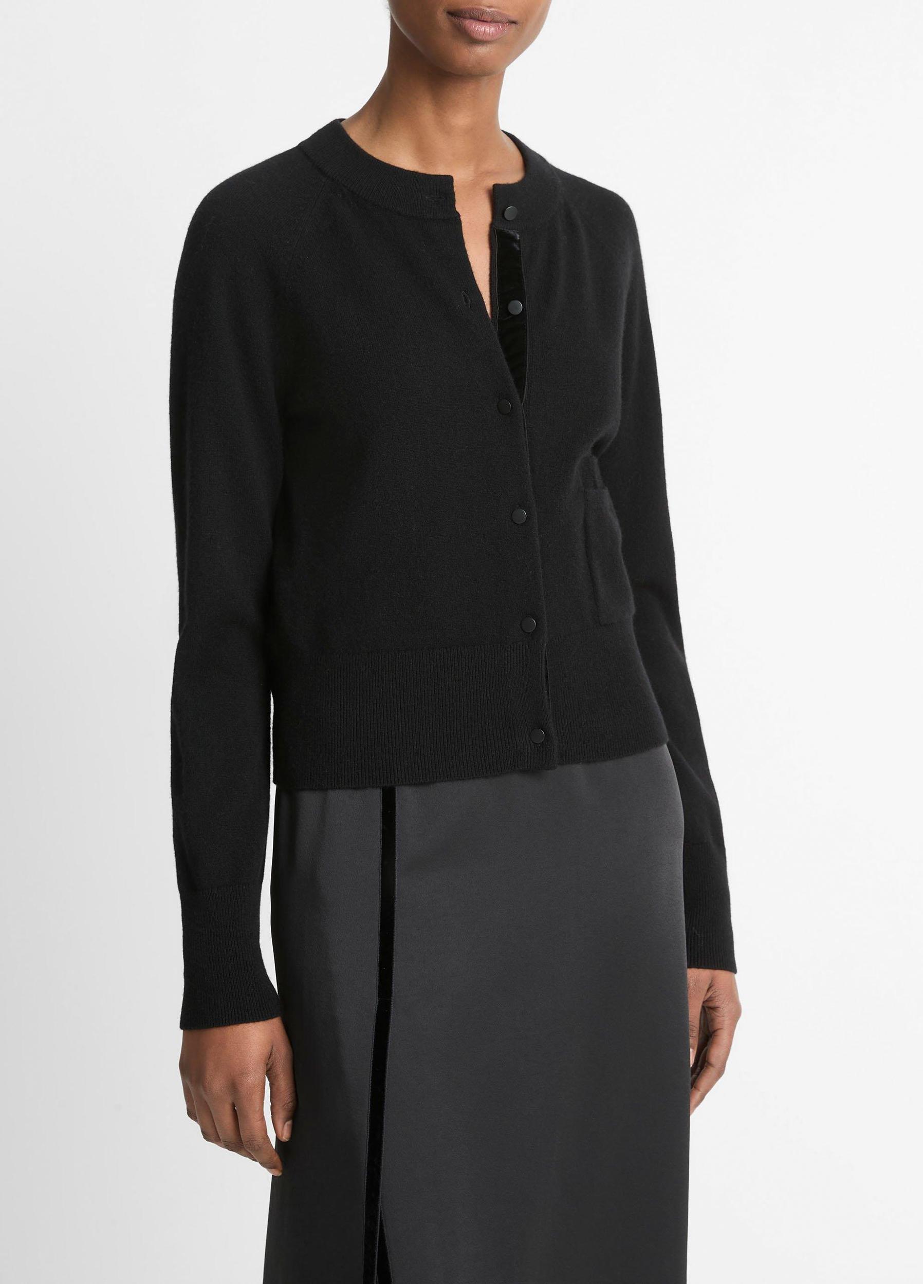 Velvet-Trim Wool-Blend Cardigan Product Image