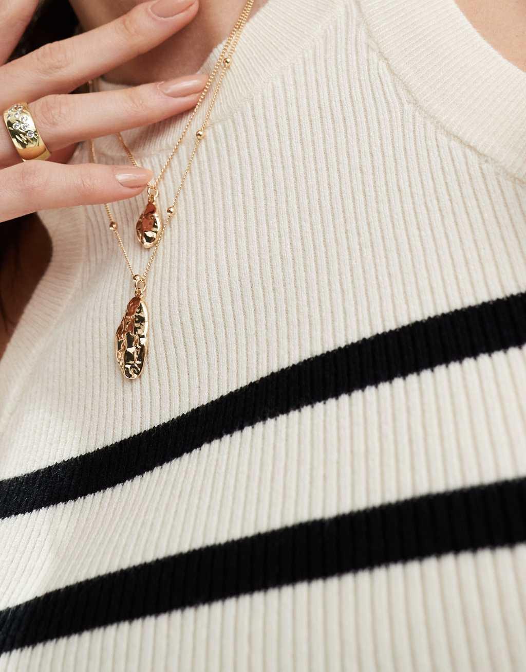 Vero Moda knitted racer neck top in cream stripe Product Image