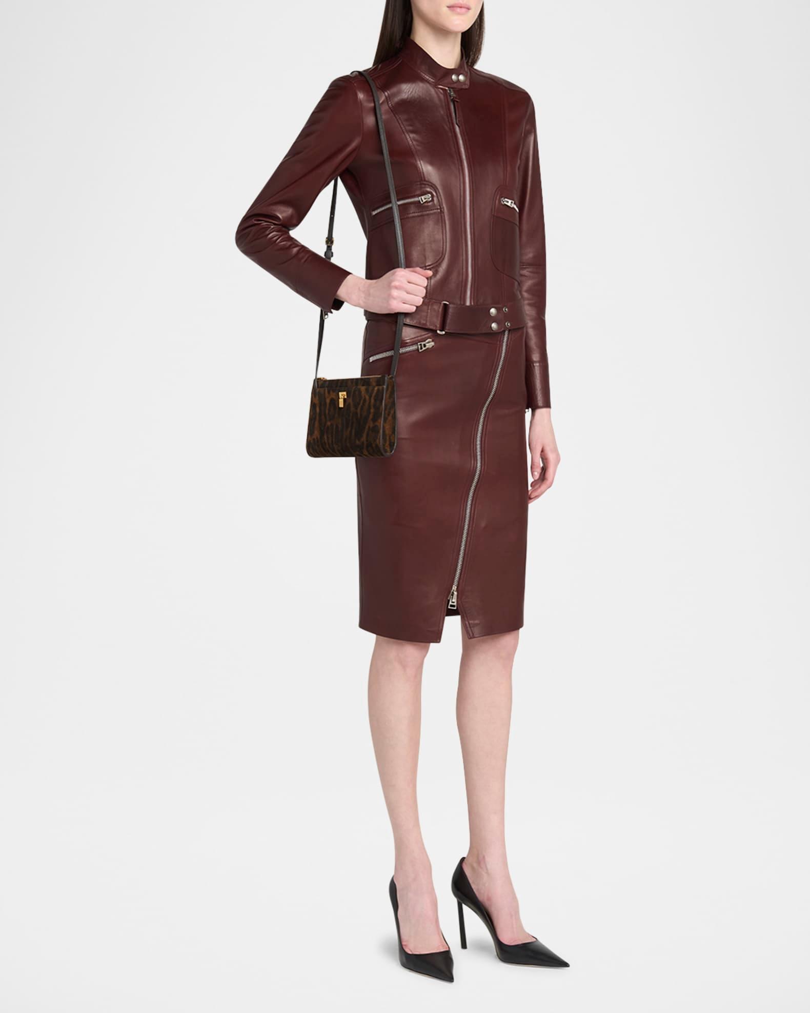 Padlock Mini Crossbody Bag in Ocelot-Print Suede Product Image