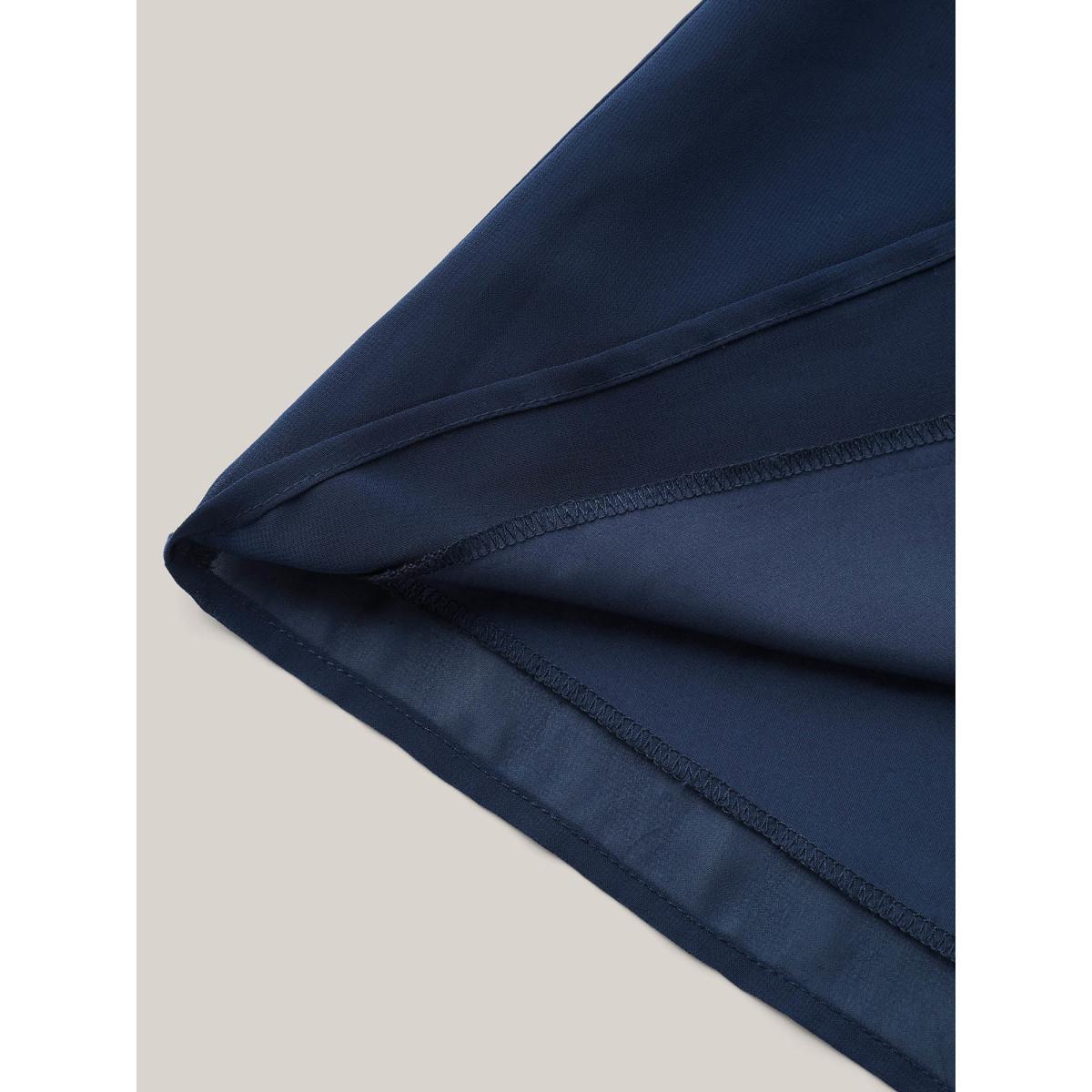 Plus Size Indigo Chiffon Layered Sleeve Solid Blouse Women At the Office Short sleeve V-neck Work Blouses BloomChic 26/4X Product Image