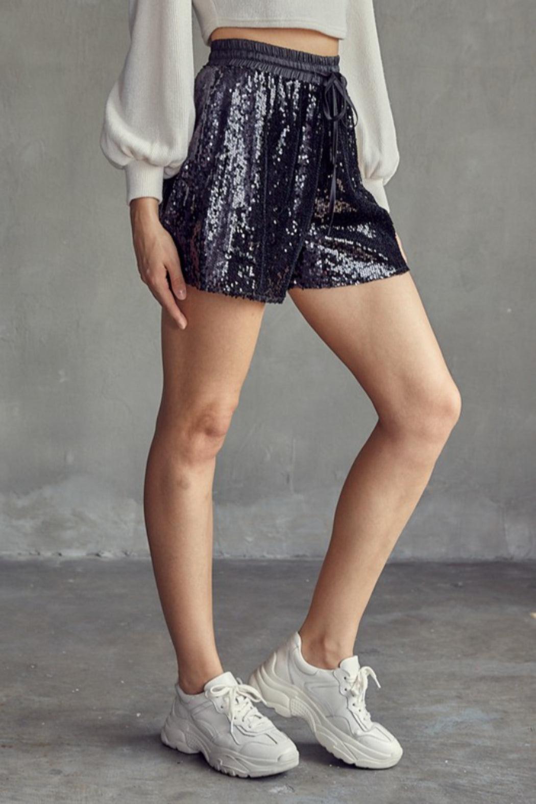 Elastic Waist Sequin Short Product Image