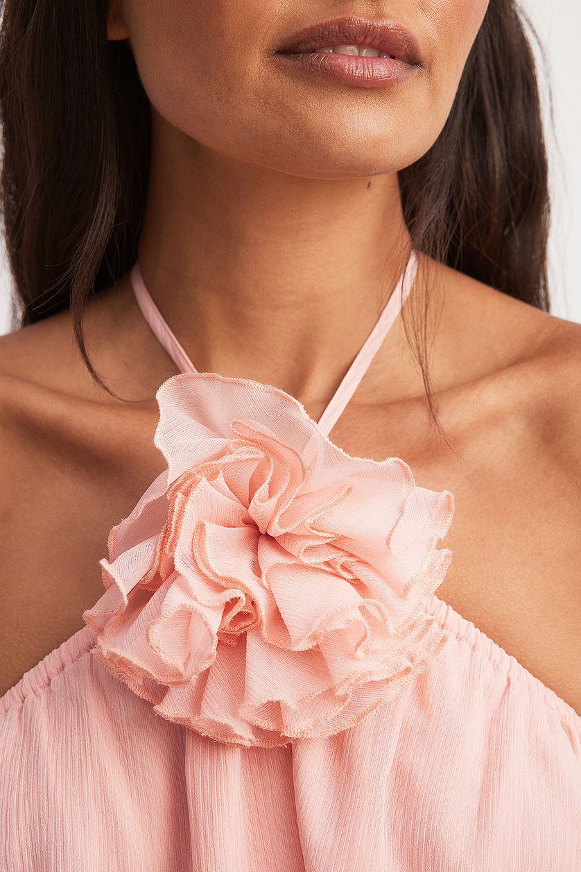 Structured Chiffon Flower Detail Mini Dress Product Image