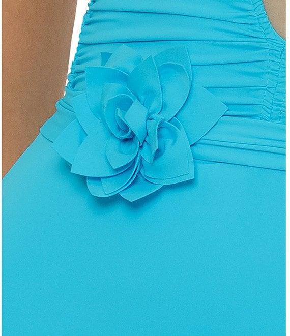 Becca By Rebecca Virtue Garden of Eden Magnolia Plunge Shirred One Piece Swimsuit Product Image