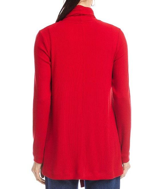 Karen Kane Brushed Ribbed Draped Long Sleeve Open Front Cardigan Product Image