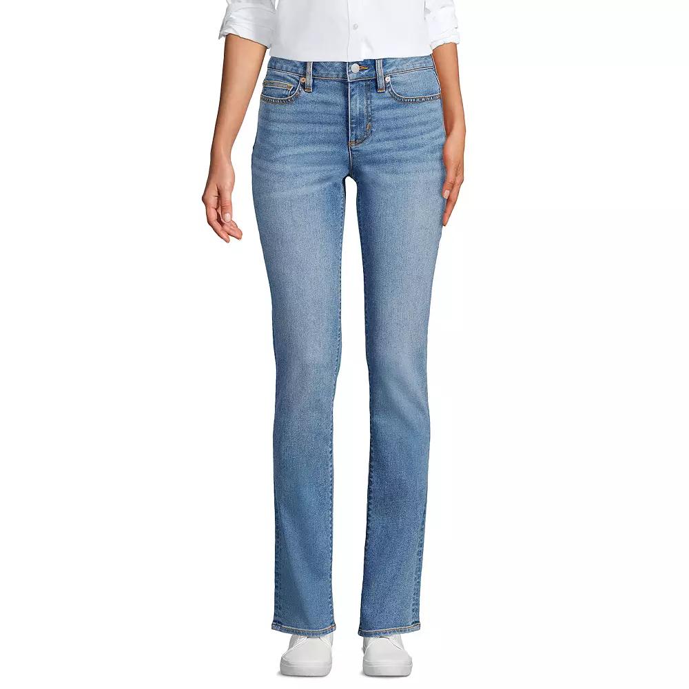 Petite Lands' End Mid-Rise Straight Leg Jeans, Women's,  Product Image