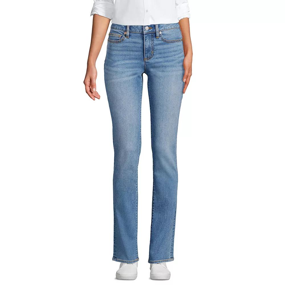 Petite Lands' End Mid-Rise Straight Leg Jeans, Women's,  Product Image