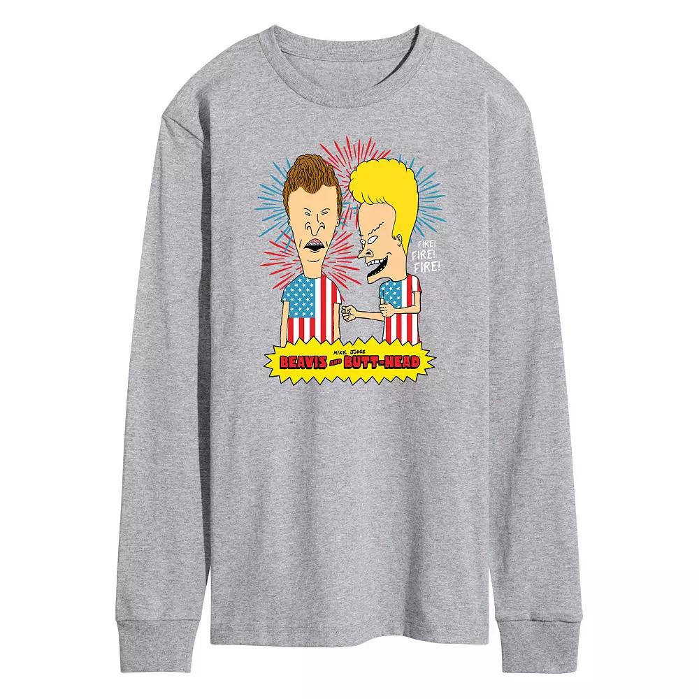 Men's Beavis And Butthead USA Firework Long Sleeve Tee,  Product Image