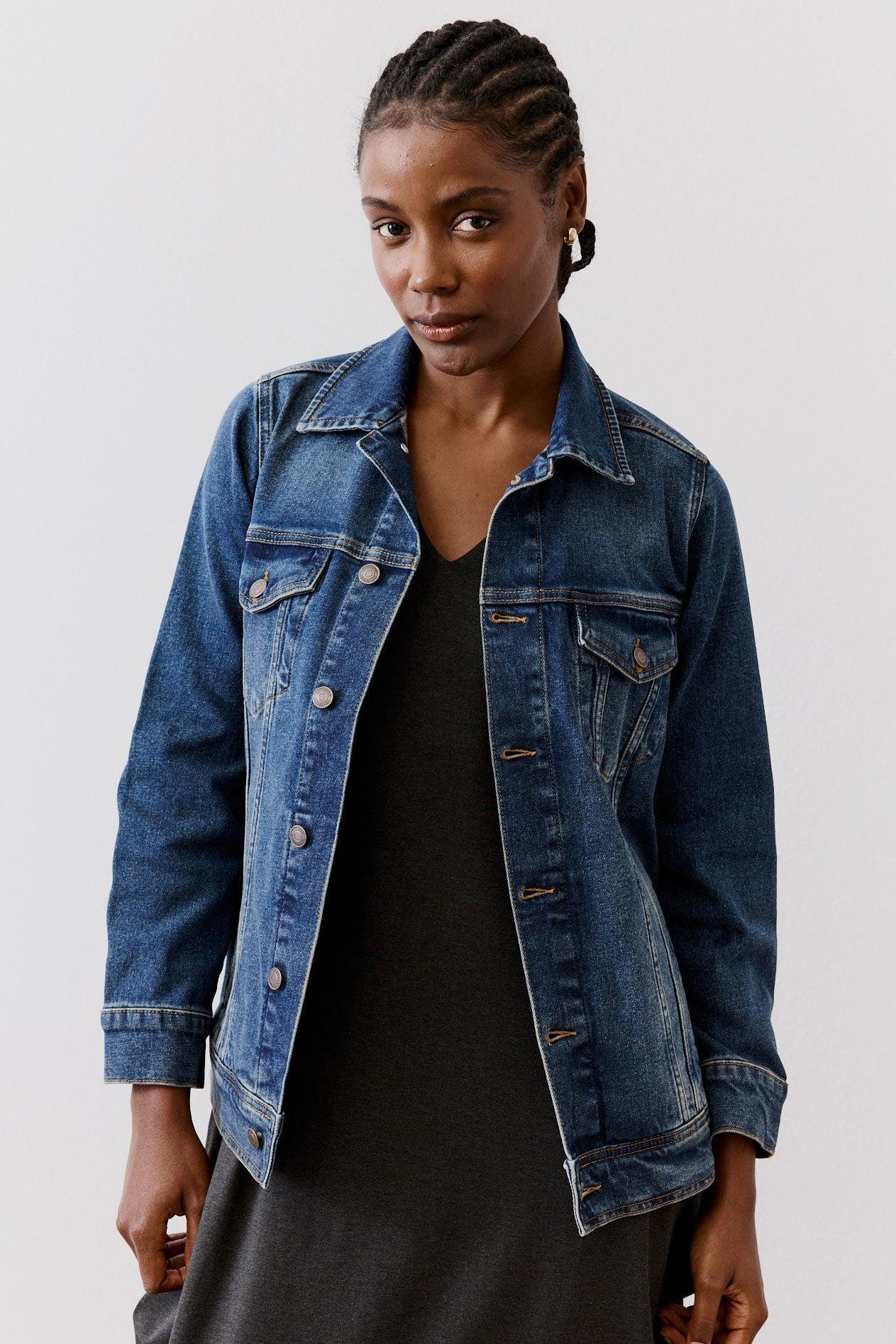 Long Line Denim Jacket Product Image