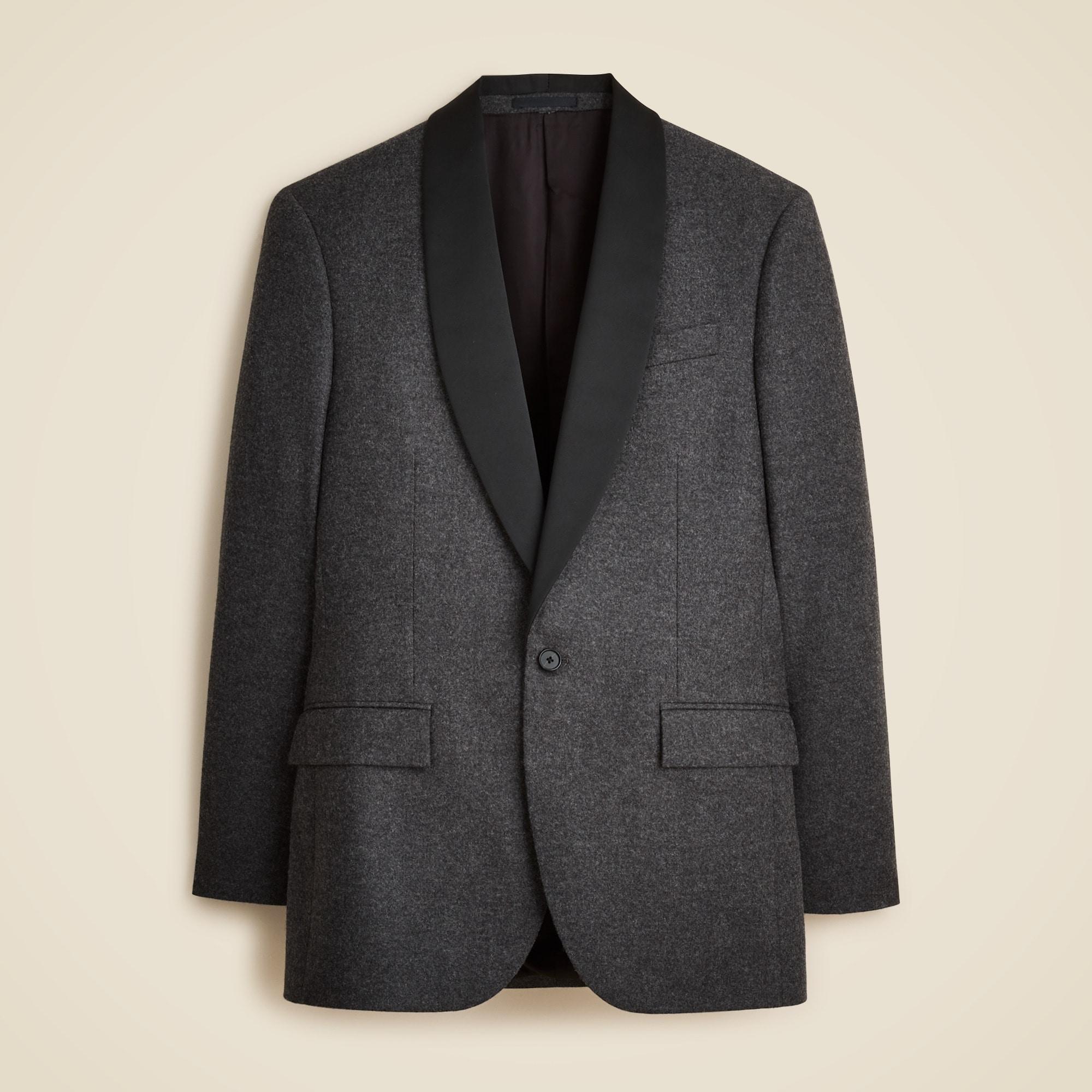 Limited-edition Relaxed-fit shawl-collar tuxedo jacket in English wool flannel Product Image