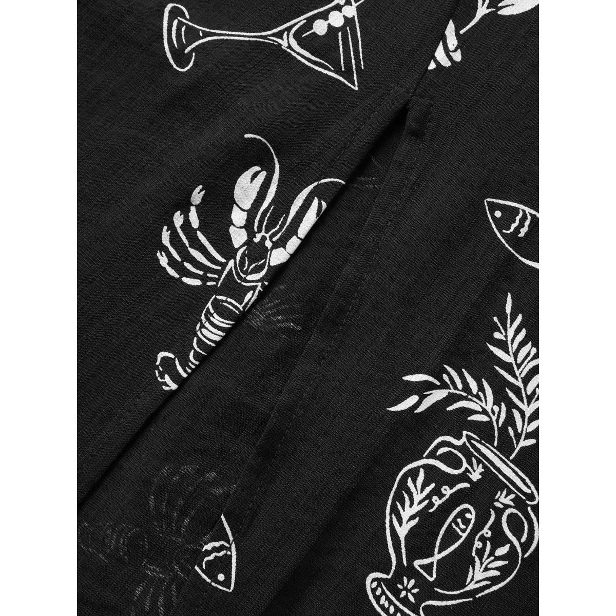 Plus Size Sunny Dance Printed Slit Maxi Skirt Women Black Beach Loose No stretch Side seam pocket Vacation Skirts BloomChic 18-20/2X Product Image