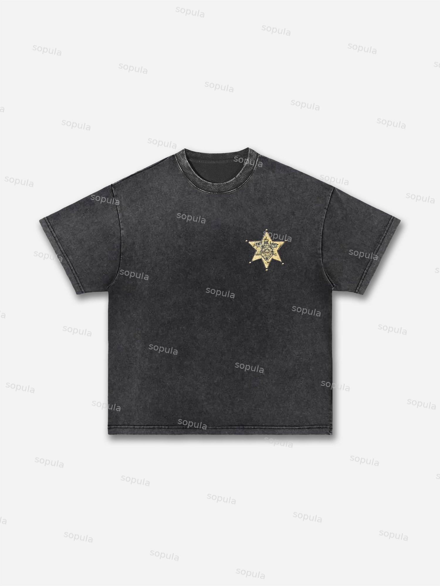 Vintage Black 8 Print Graphic Acid Wash T-shirt Product Image