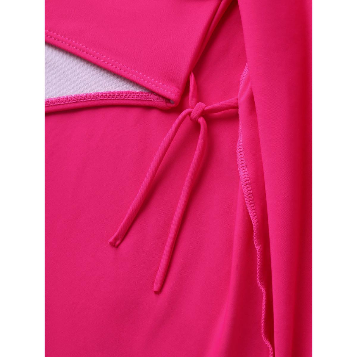 Plus Size Anti-Float Ties Cut-Out Swim Dress Women's Swimwear Rosered Beach Bodycon V-neck High stretch Curve Swim Dresses BloomChic 14-16/1X Product Image