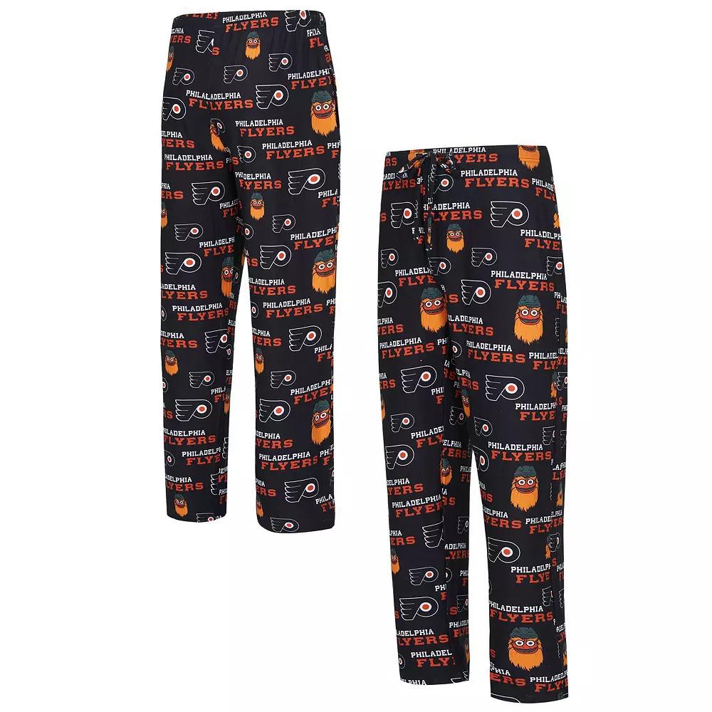 Men's Concepts Sport Black Philadelphia Flyers All Over Print Knit Pants,  Product Image