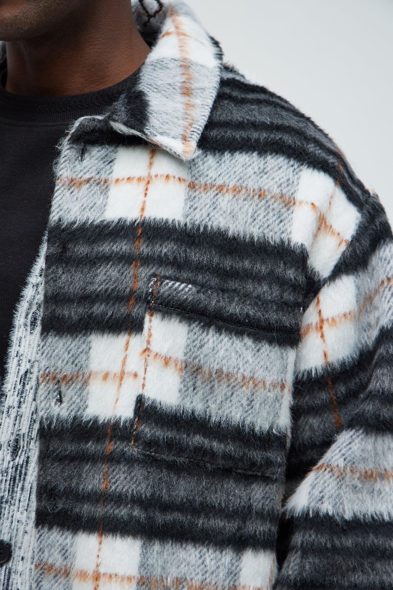 Move Up Plaid Shacket - Black/Grey Product Image