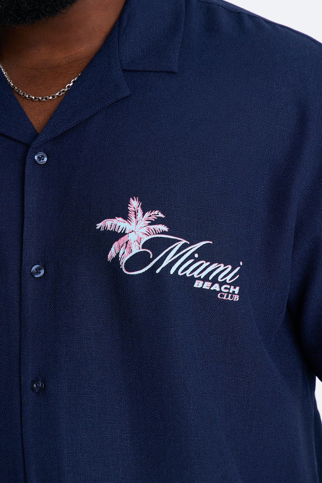 Miami Beach Club Button Up Shirt - Navy Male Product Image
